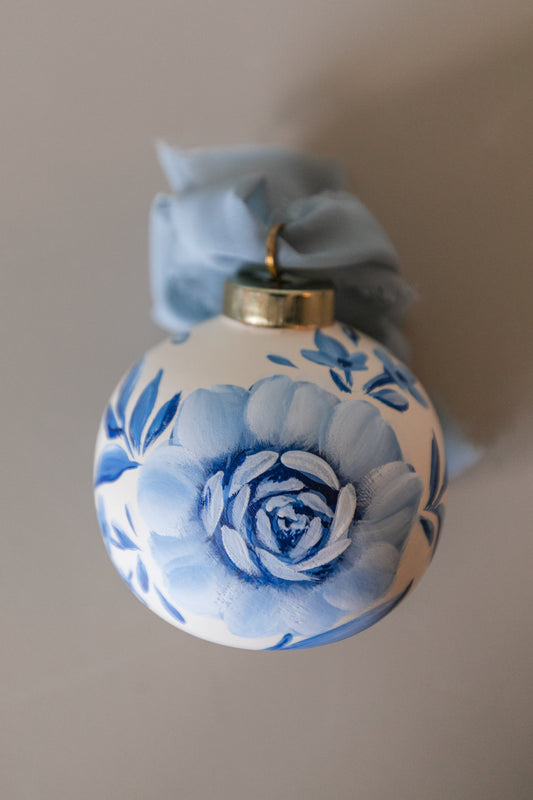 Handpainted Blue Floral Ornament