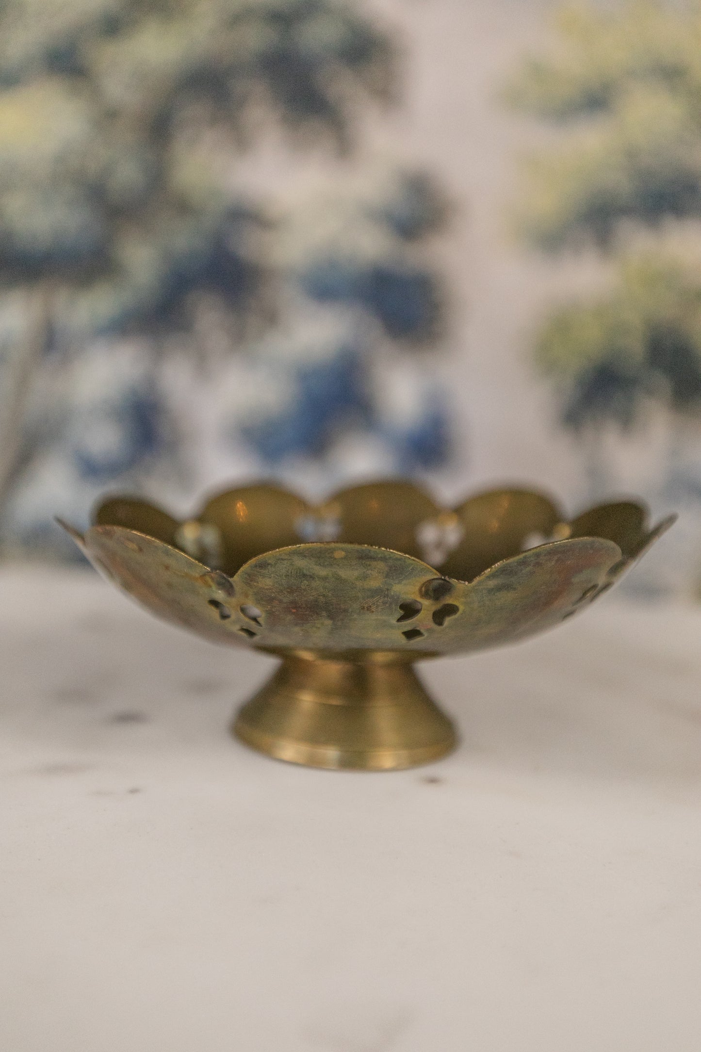 Brass Scalloped Footed Dish