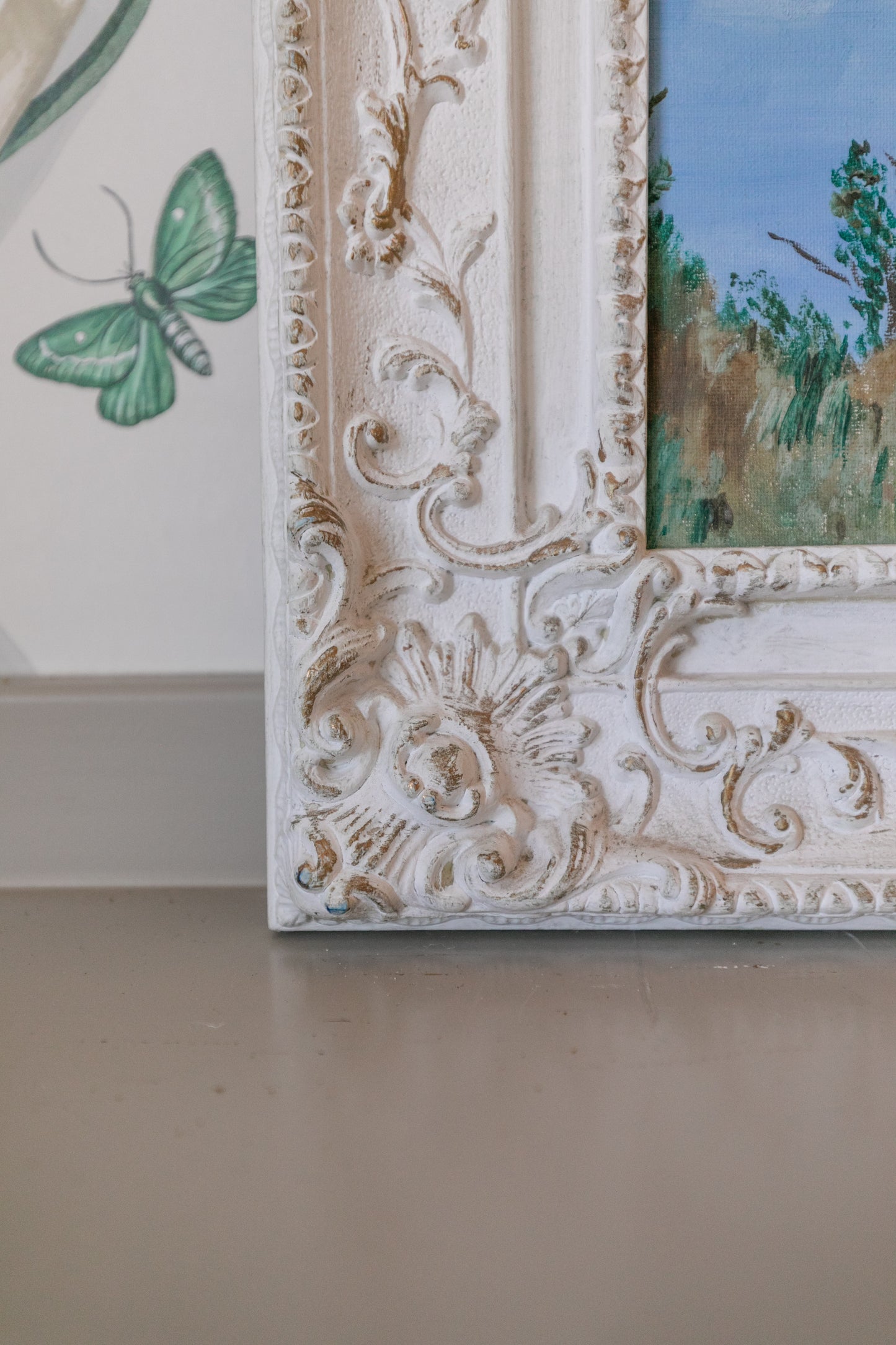 Original Landscape in White Frame