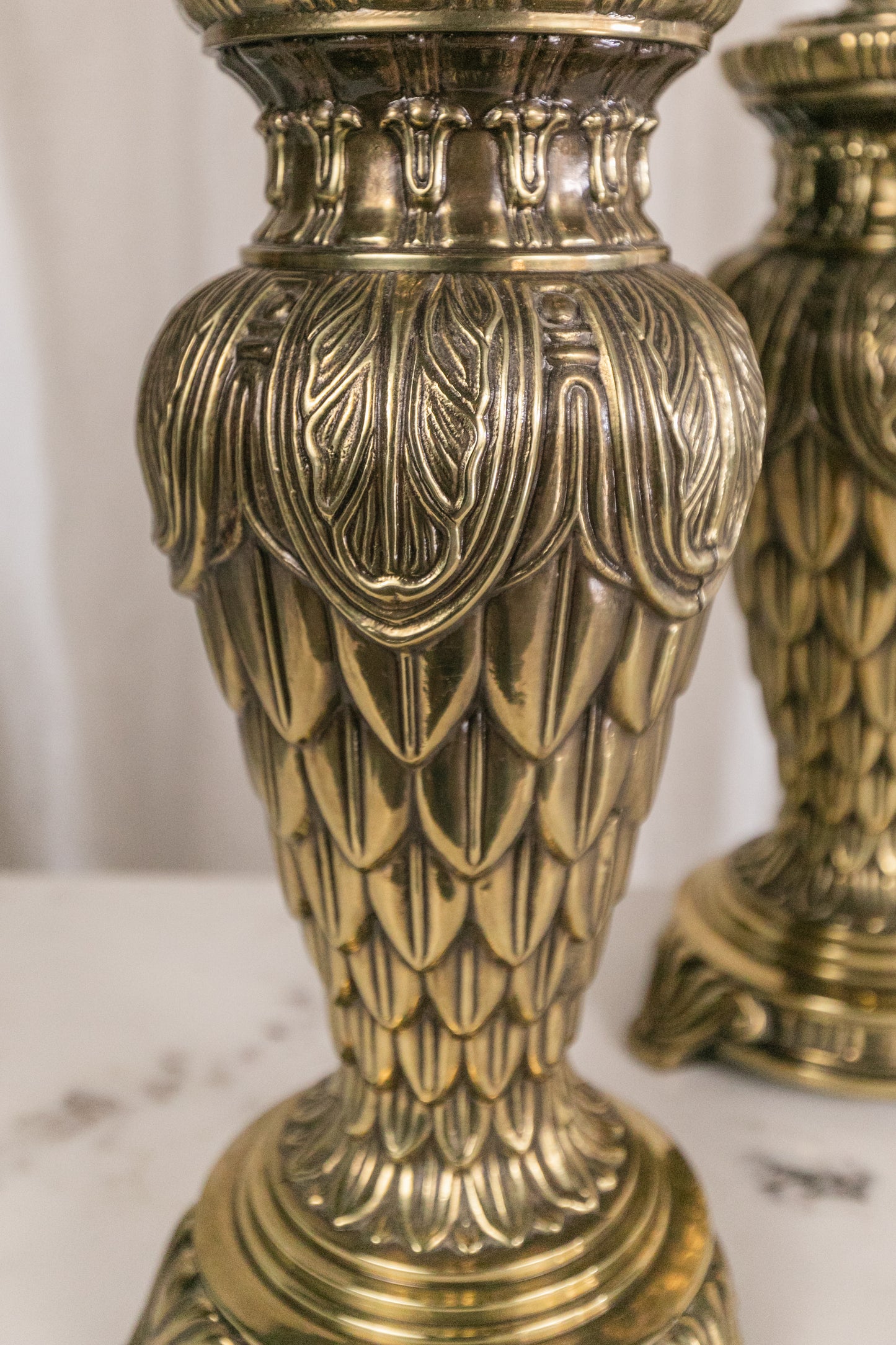 Heavy Brass Vintage Lamps, Pair