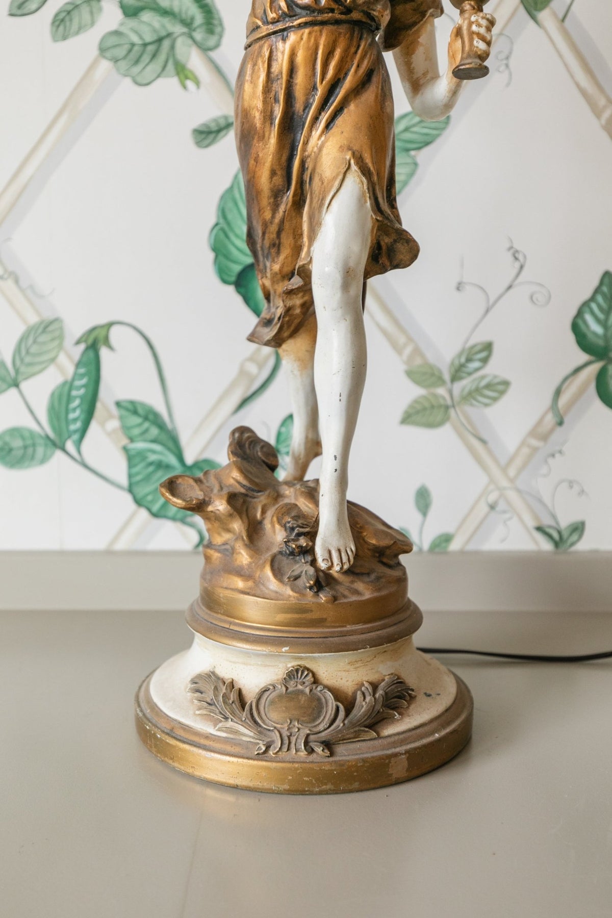 Greek Figure with Marble Shade - OAKSTREET SHOPPE