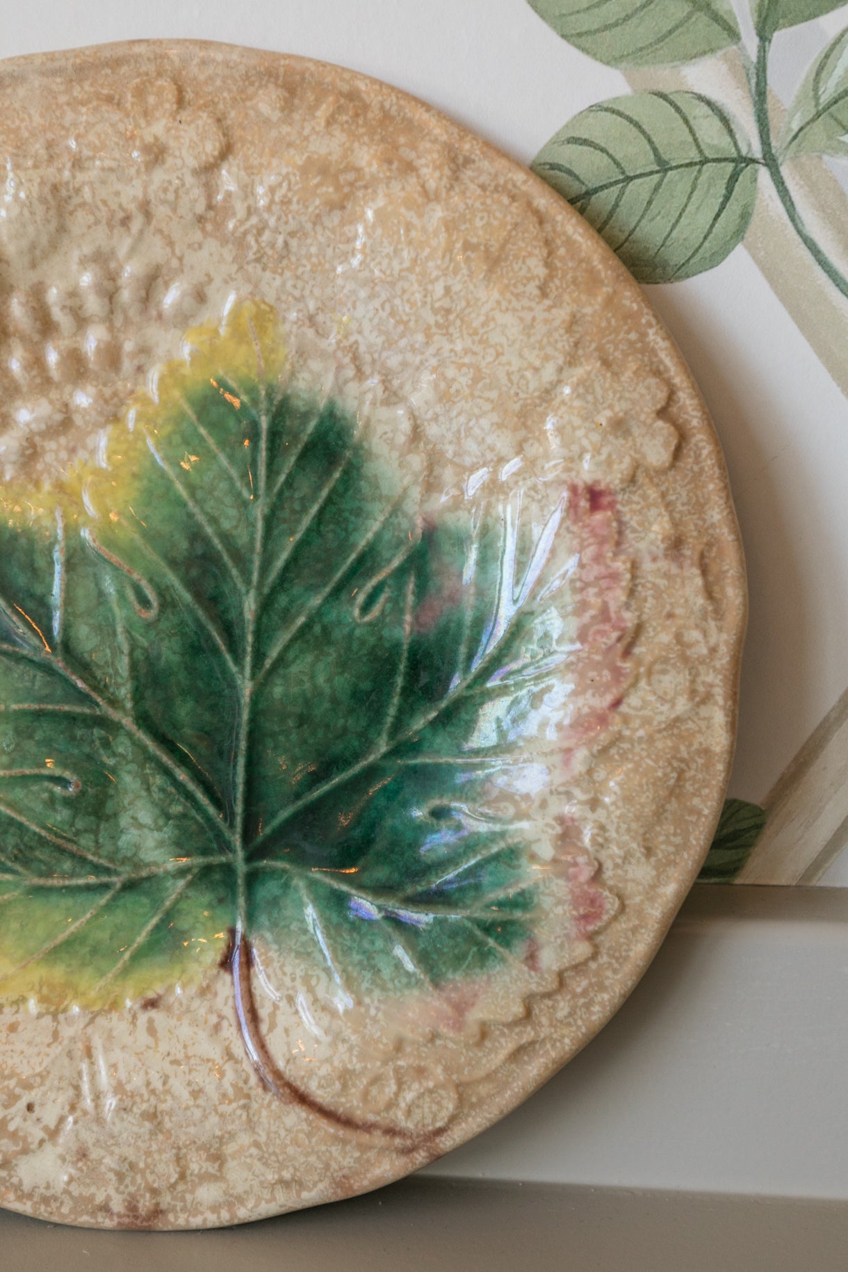 Majolica Grape Leaf Plate