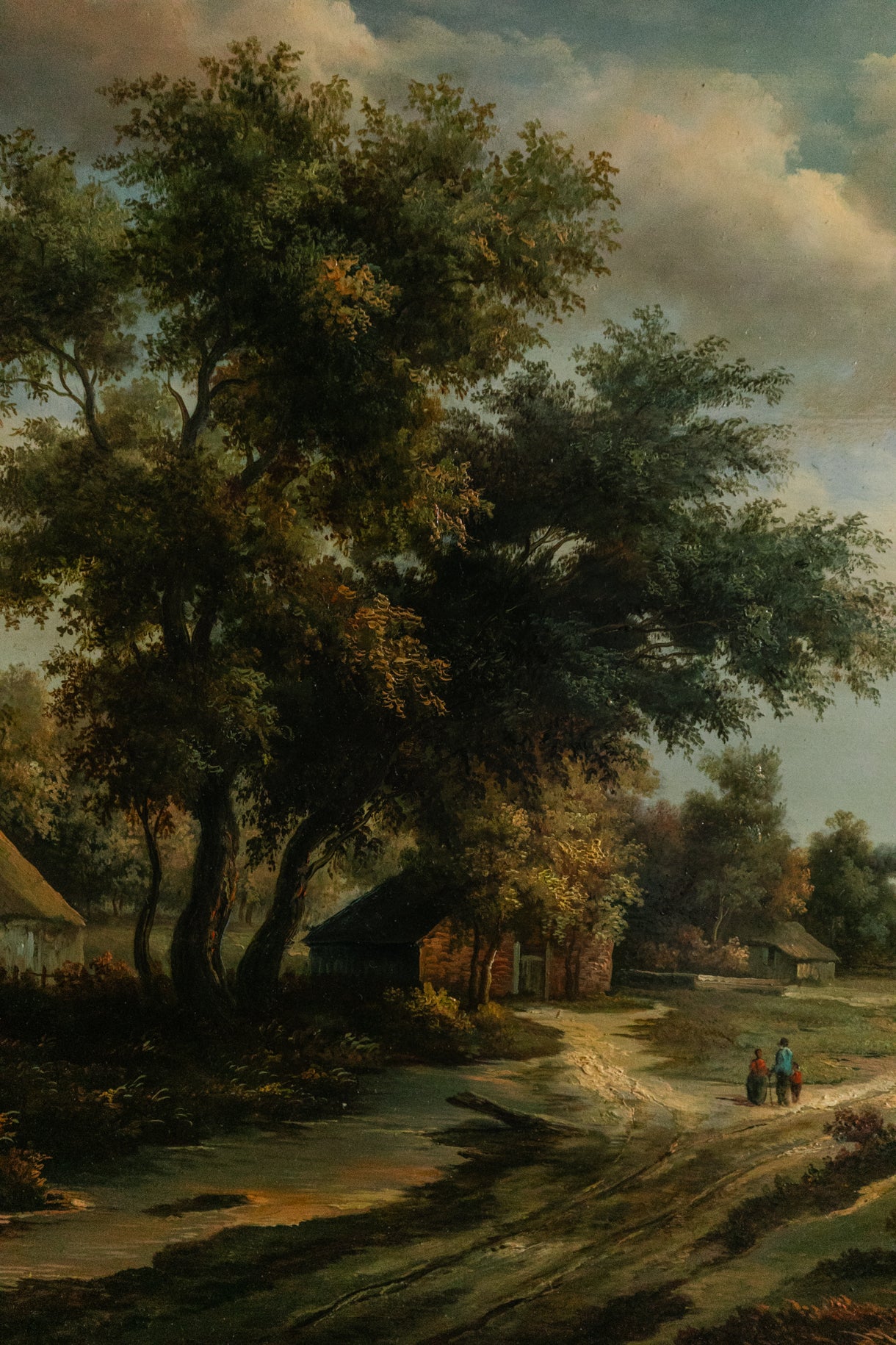 Oak Trees & Cottage Oil Painting