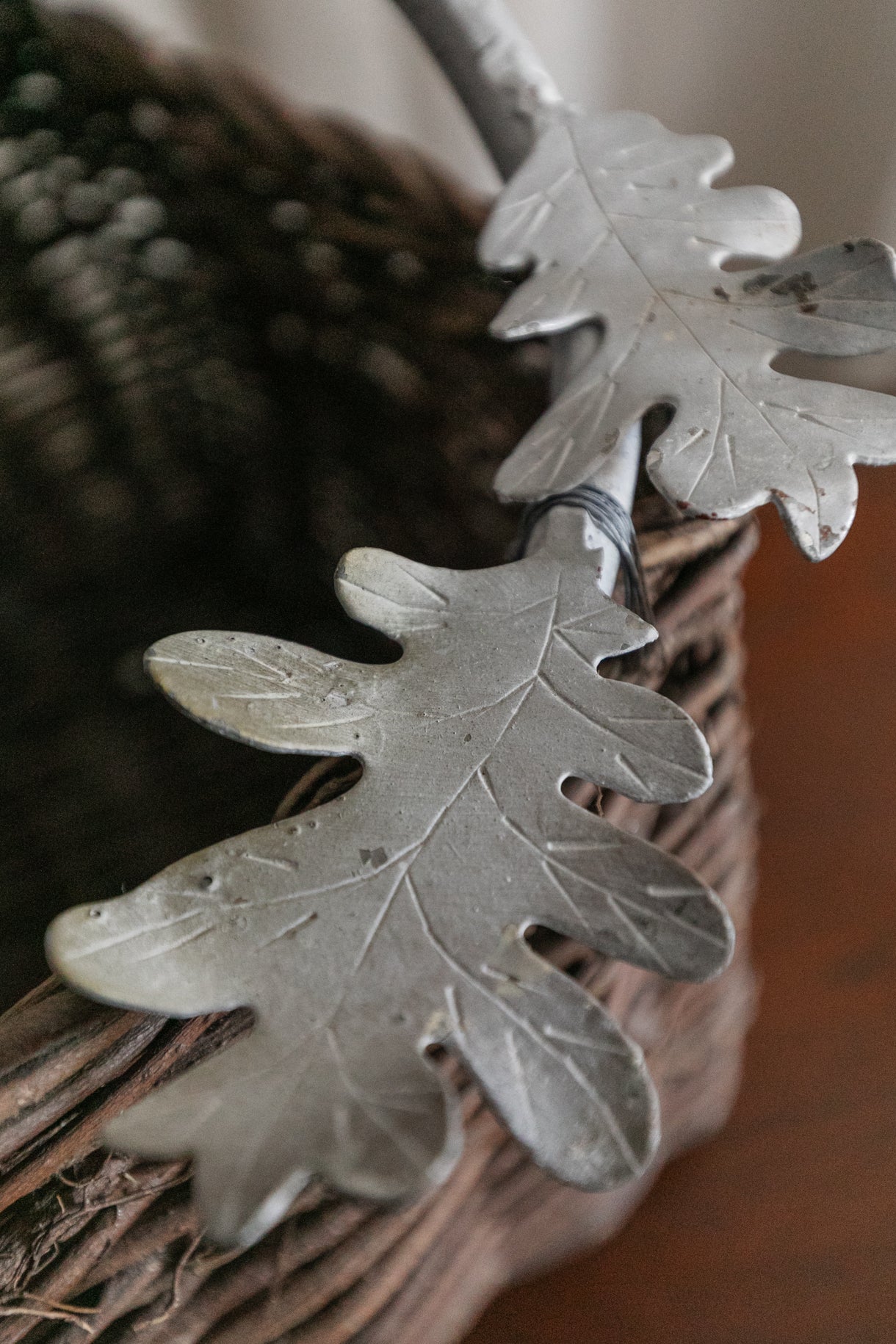 Basket with Oak Leaf Handles