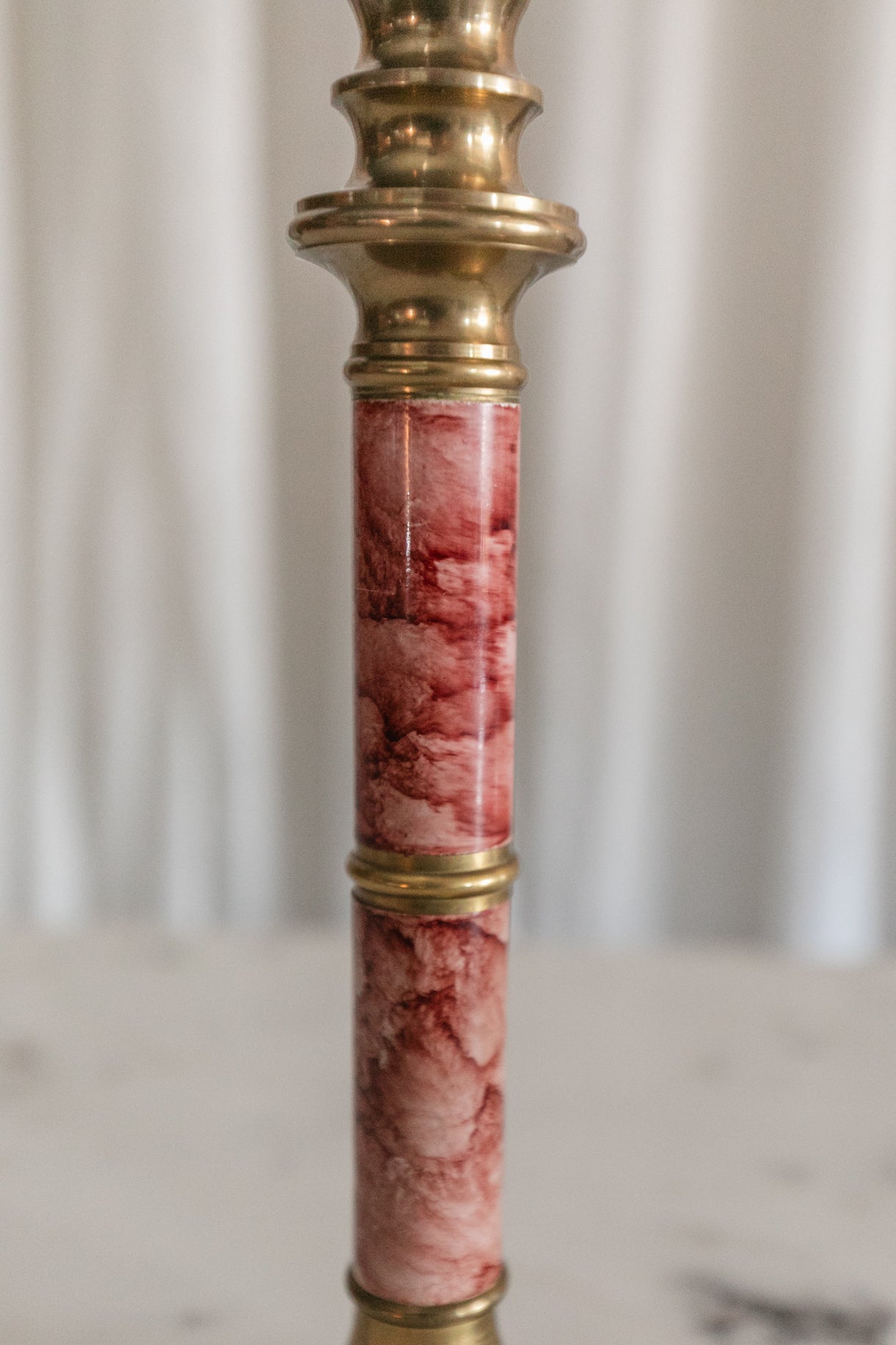 Faux Marble Candlesticks, Pair