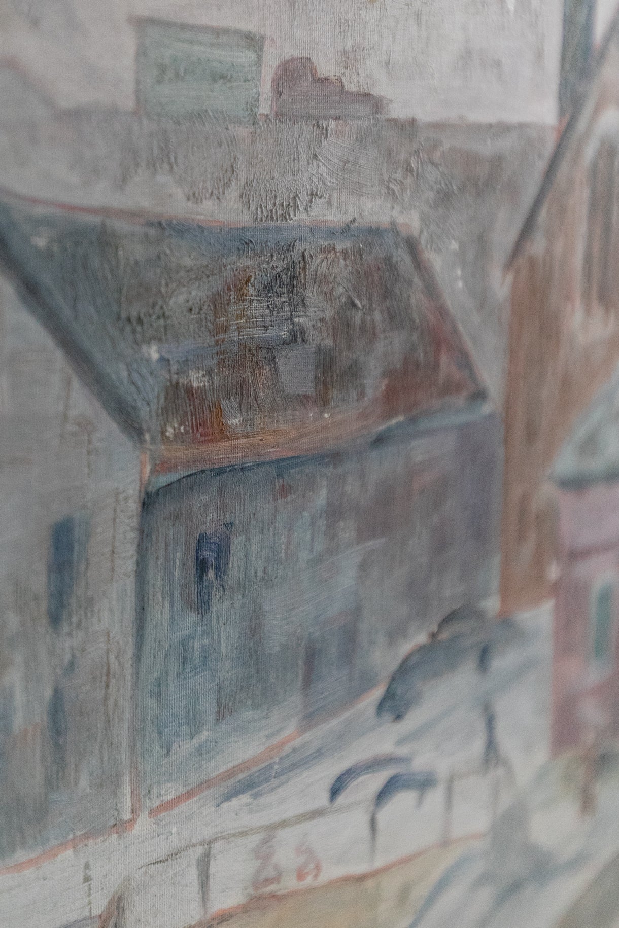 Buildings with Church Spire, Framed Original