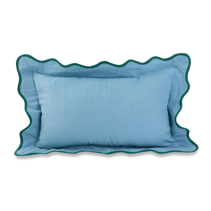 Aqua Lumbar Pillow with Scallop