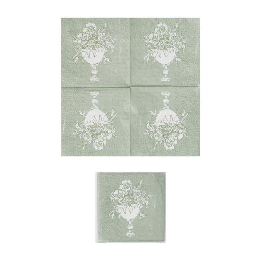 Flowers in Vase Paper Cocktail Napkins