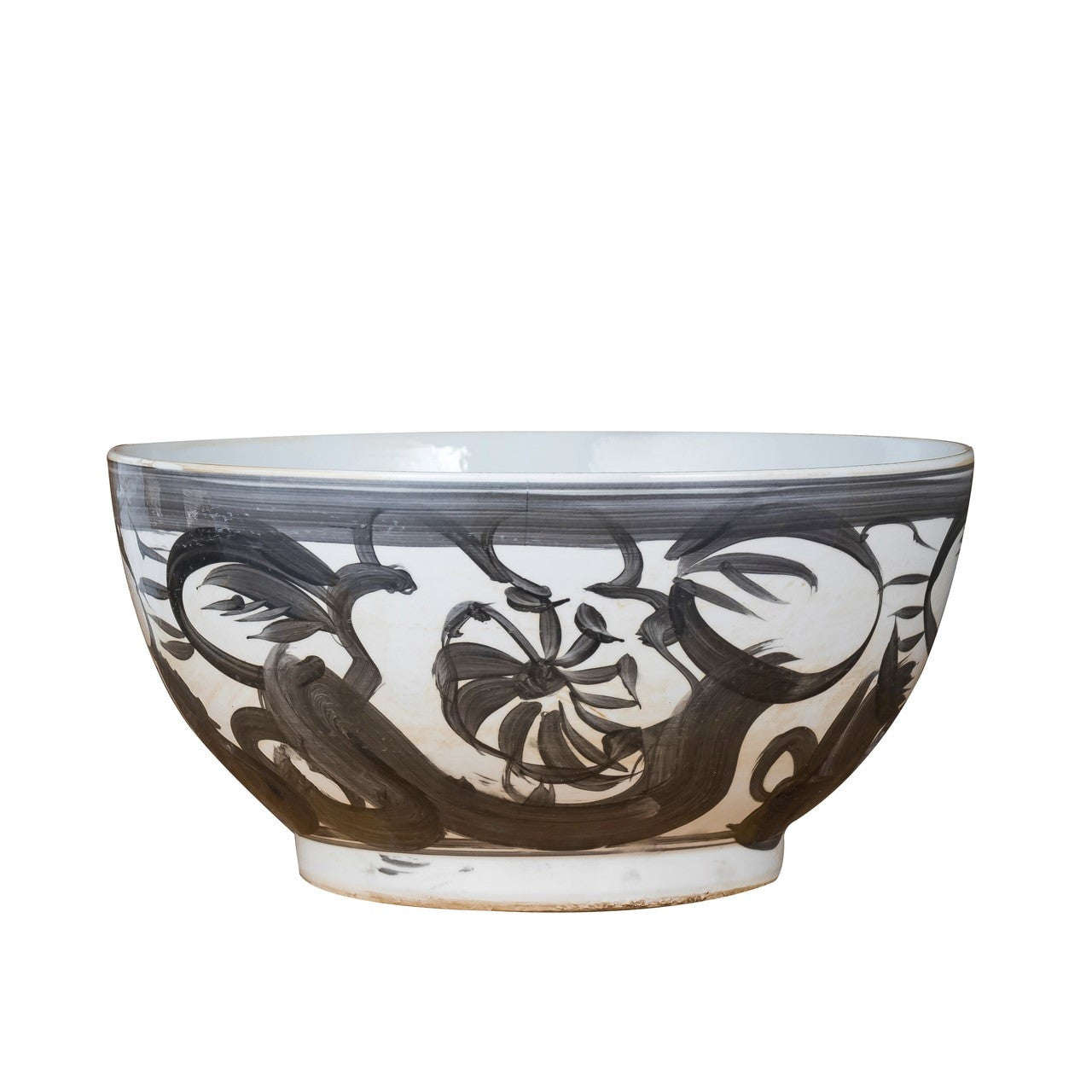 Oversized Twisted Flower Bowl, Black