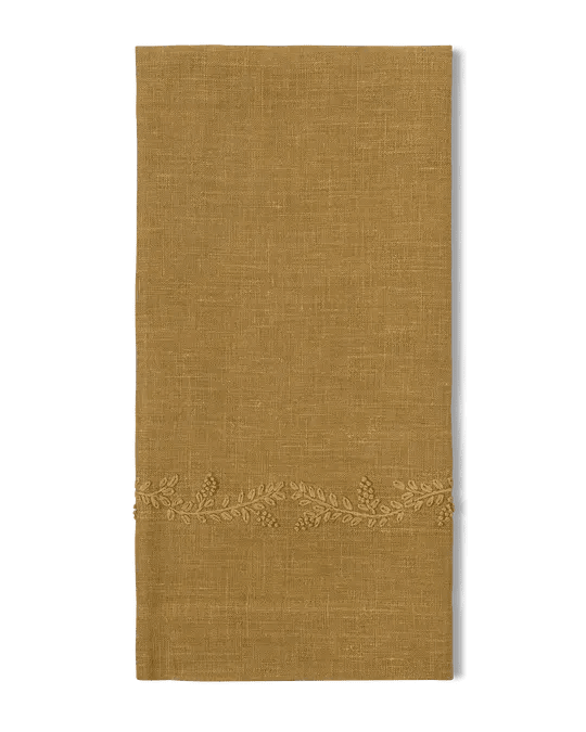Embroidered Hand Towel, Curry - OAKSTREET SHOPPE