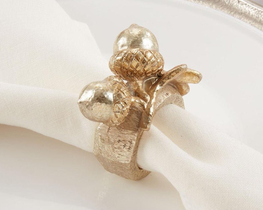 Gold Acorn Napkin Rings - OAKSTREET SHOPPE