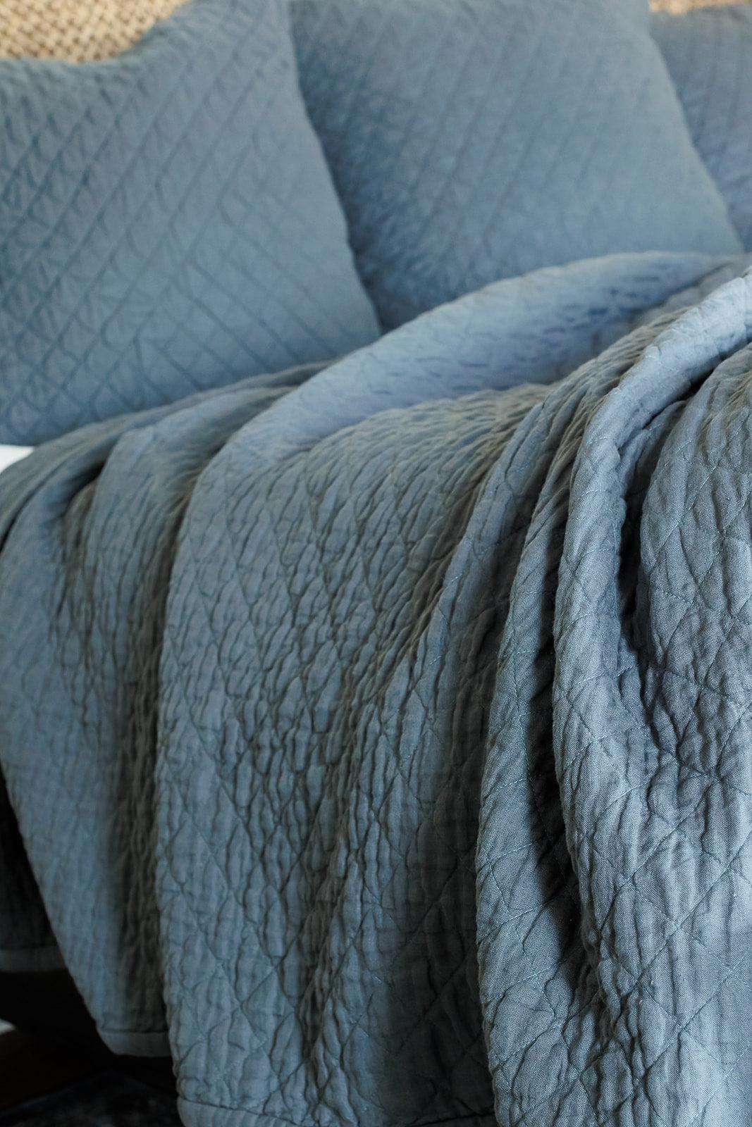 Quilted Linen Bedding Collection, Flagstone