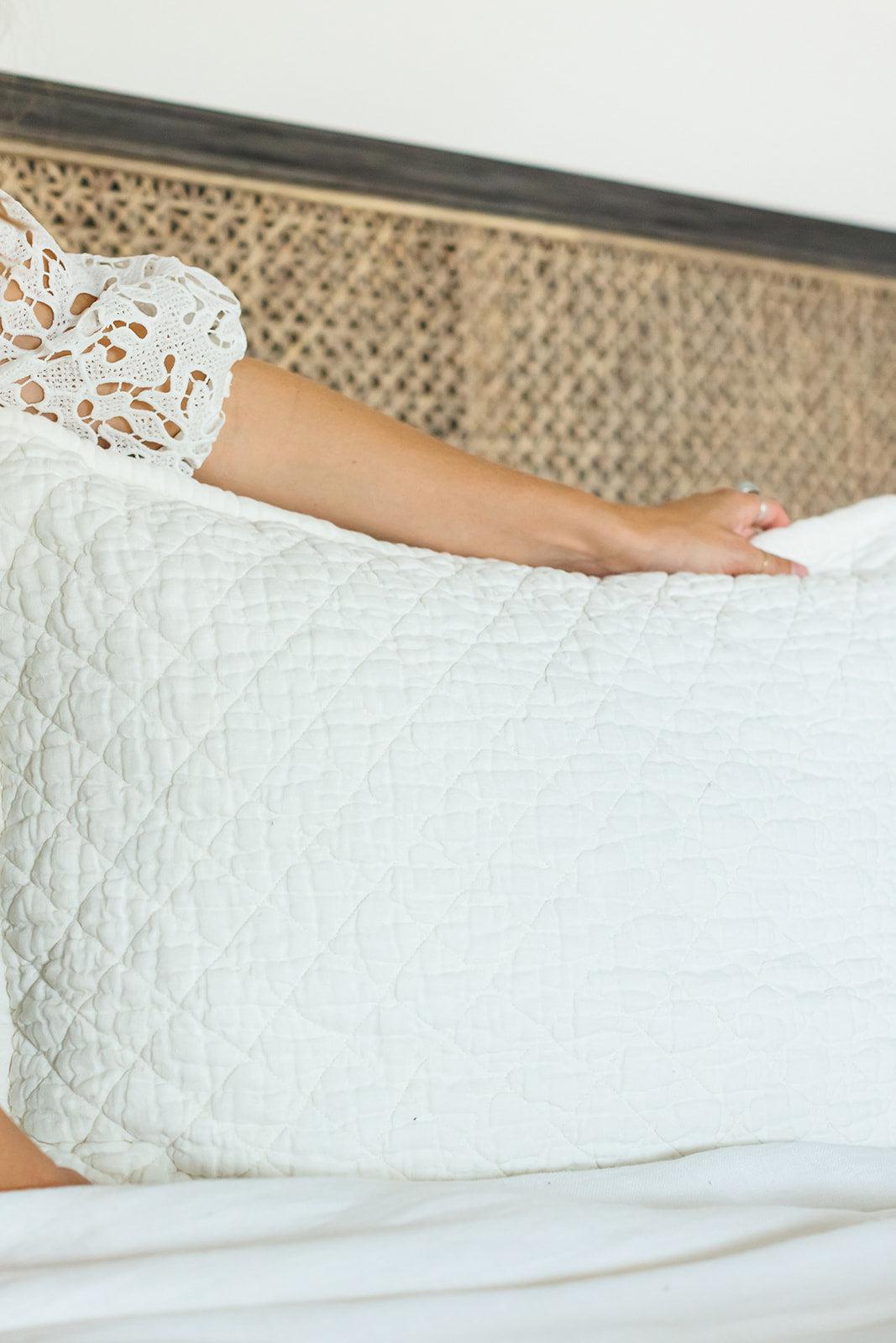 Quilted Linen Bedding Collection, White