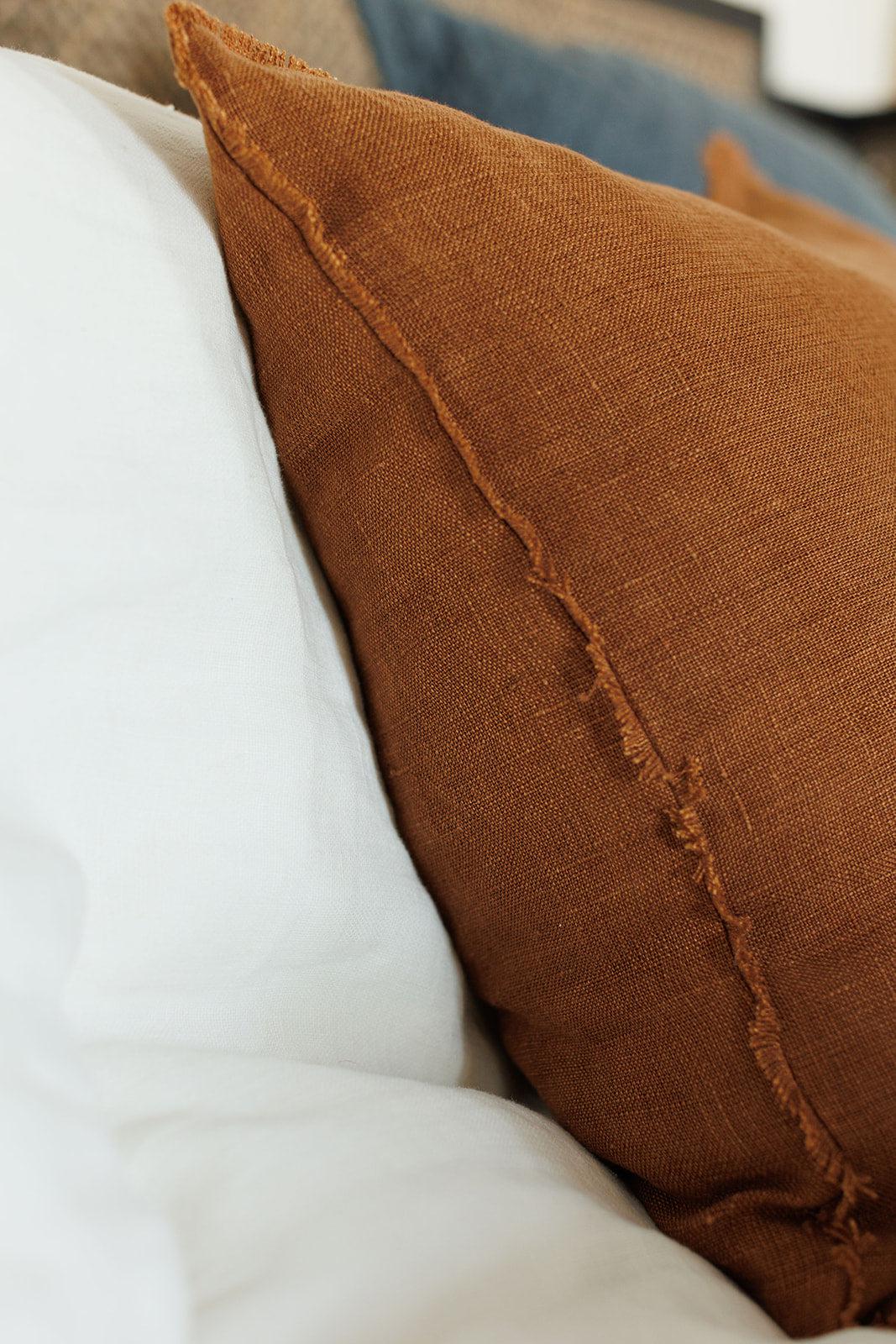 Ranier Slub Linen Bedding Collection, Saddle - OAKSTREET SHOPPE