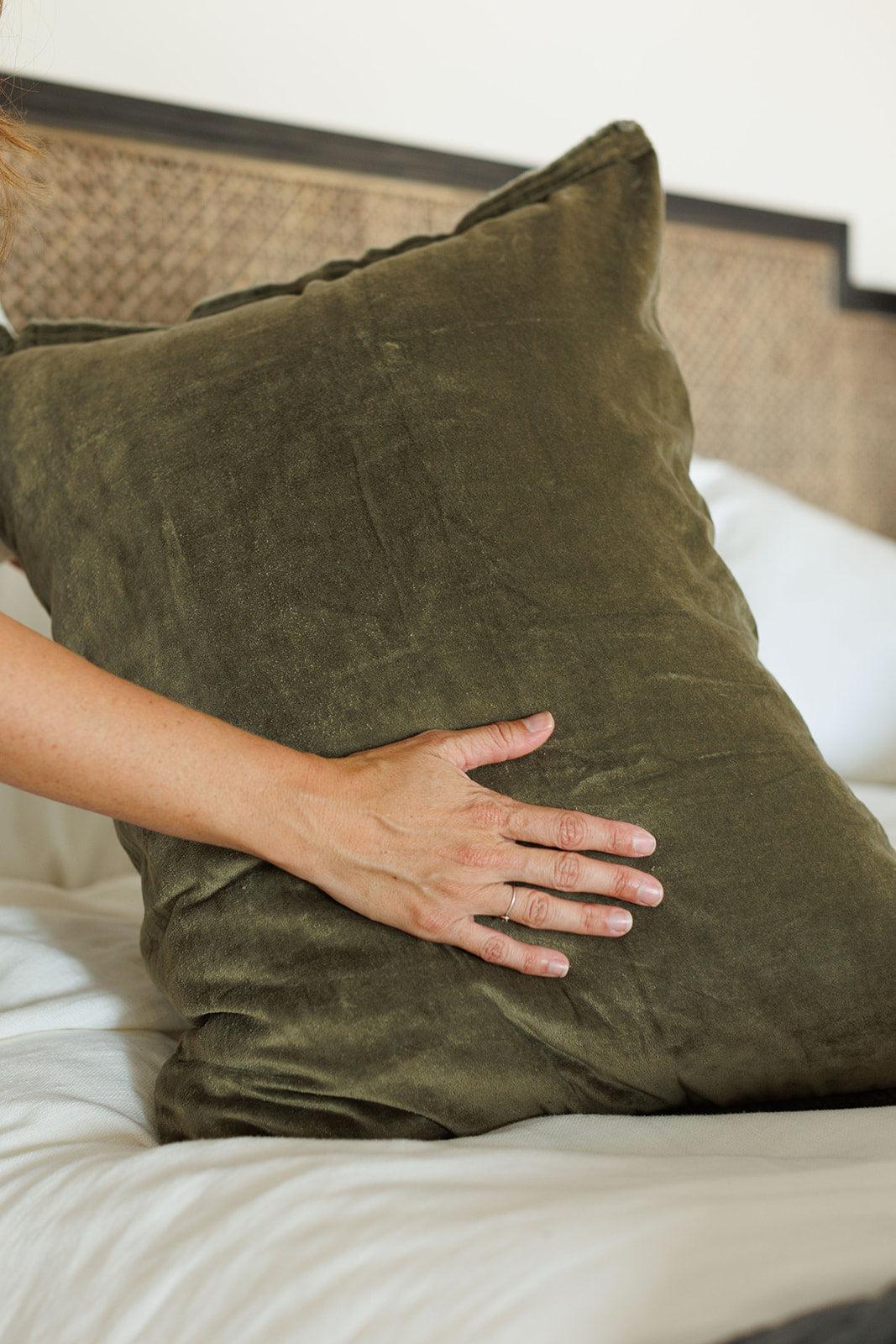 Raw Edge Velvet Bedding Collection, Laurel - OAKSTREET SHOPPE