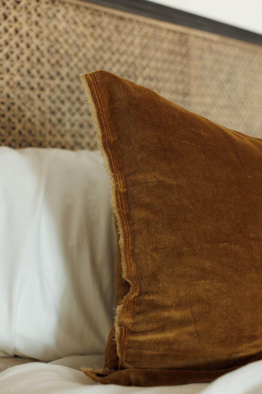 Raw Edge Velvet Bedding Collection, Ochre
