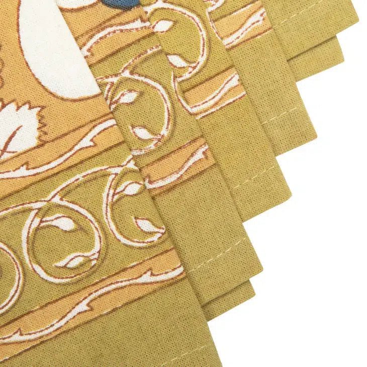 Mustard and Blue Harvest Napkins, Set of 6 - OAKSTREET SHOPPE