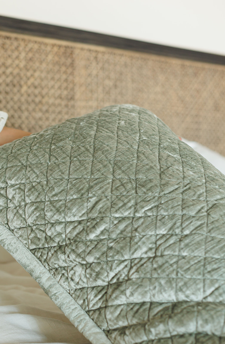 Quilted Luxe Bedding Collection, Evergreen Mist