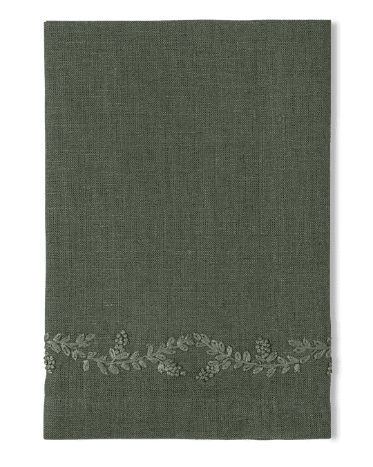 Embroidered Napkin, Pewter - OAKSTREET SHOPPE