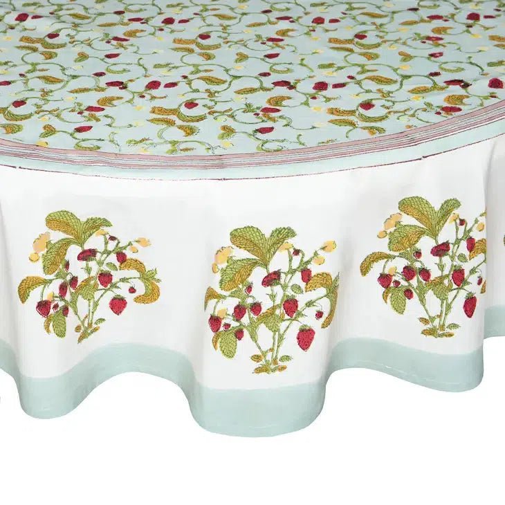 Strawberry Blue Tablecloth - OAKSTREET SHOPPE