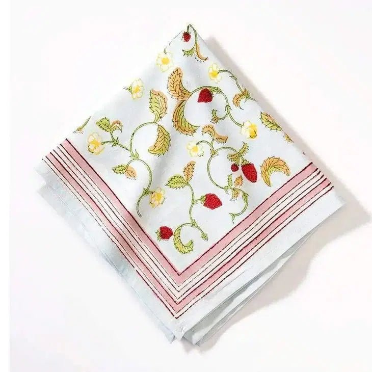 Strawberry Blue Napkins, Set of 6 - OAKSTREET SHOPPE