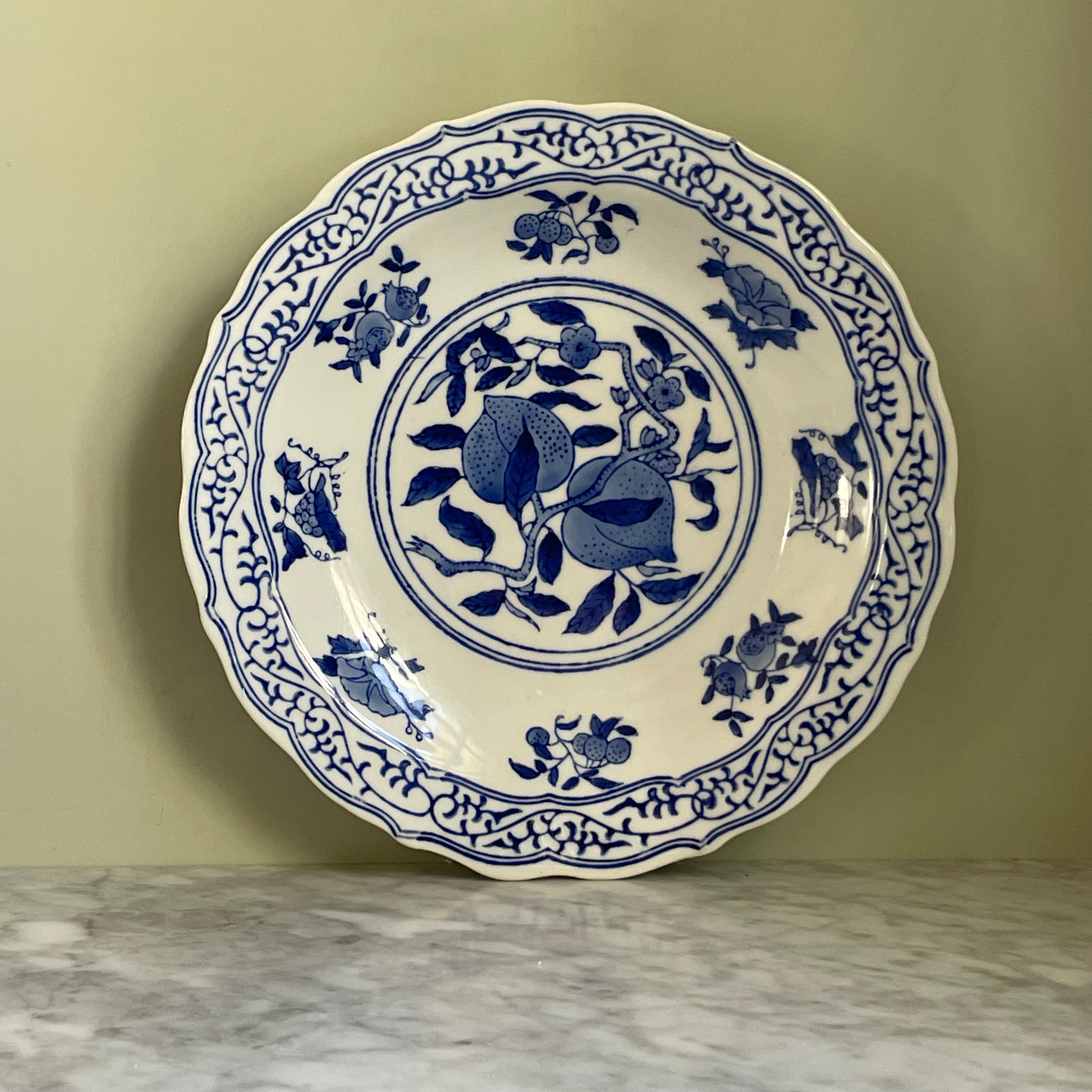Blue and White Peach Dish