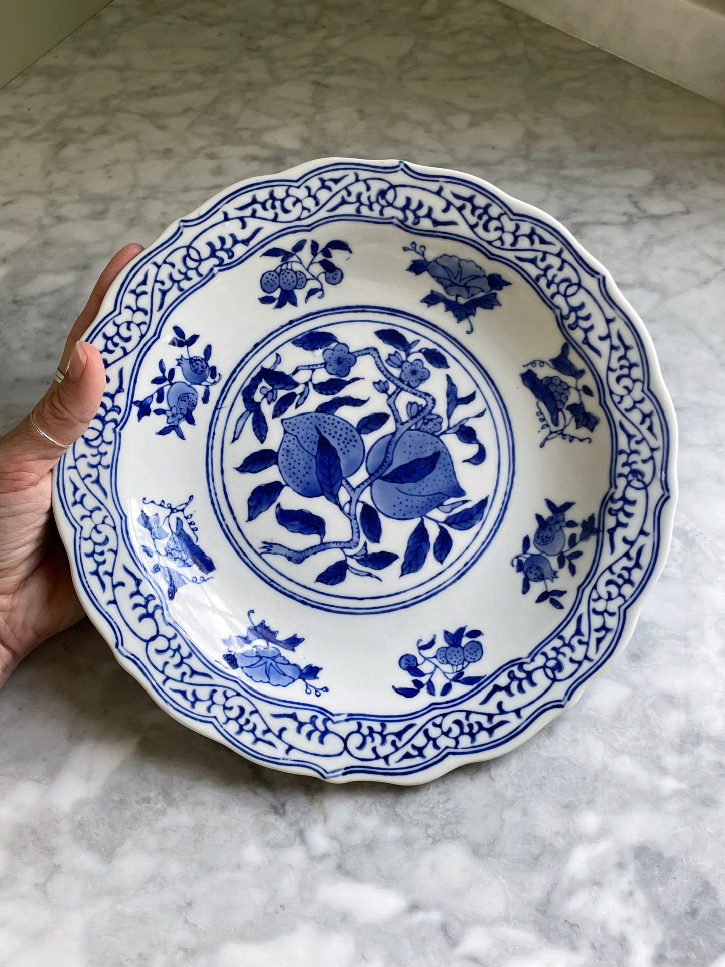 Blue and White Peach Dish