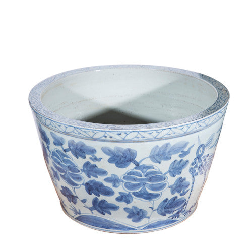 Blue & White Bird Basin Planter