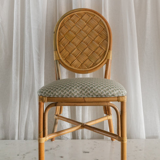 Vintage Woven Chair, Reupholstered Seat