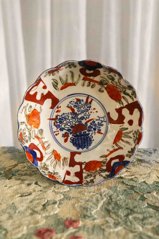 Scalloped Orange and Blue Bowl
