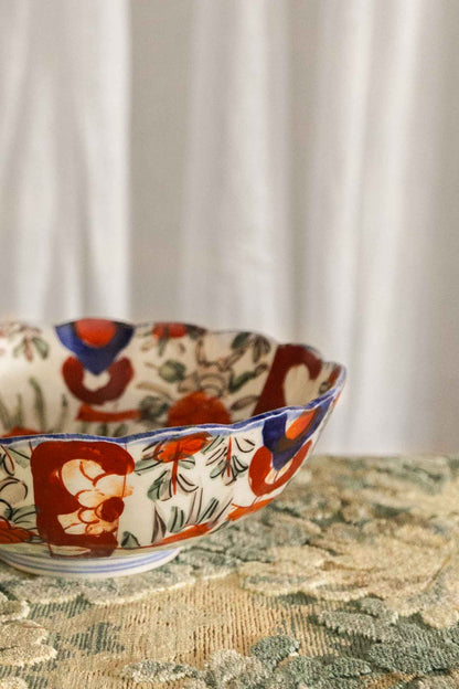 Scalloped Orange and Blue Bowl