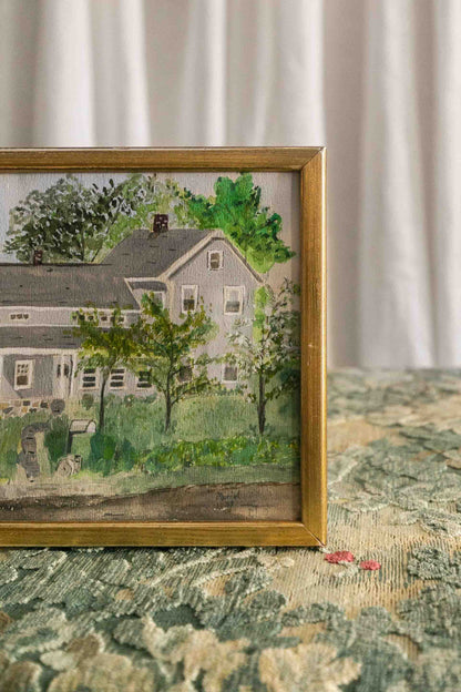 Framed Gray House Painting