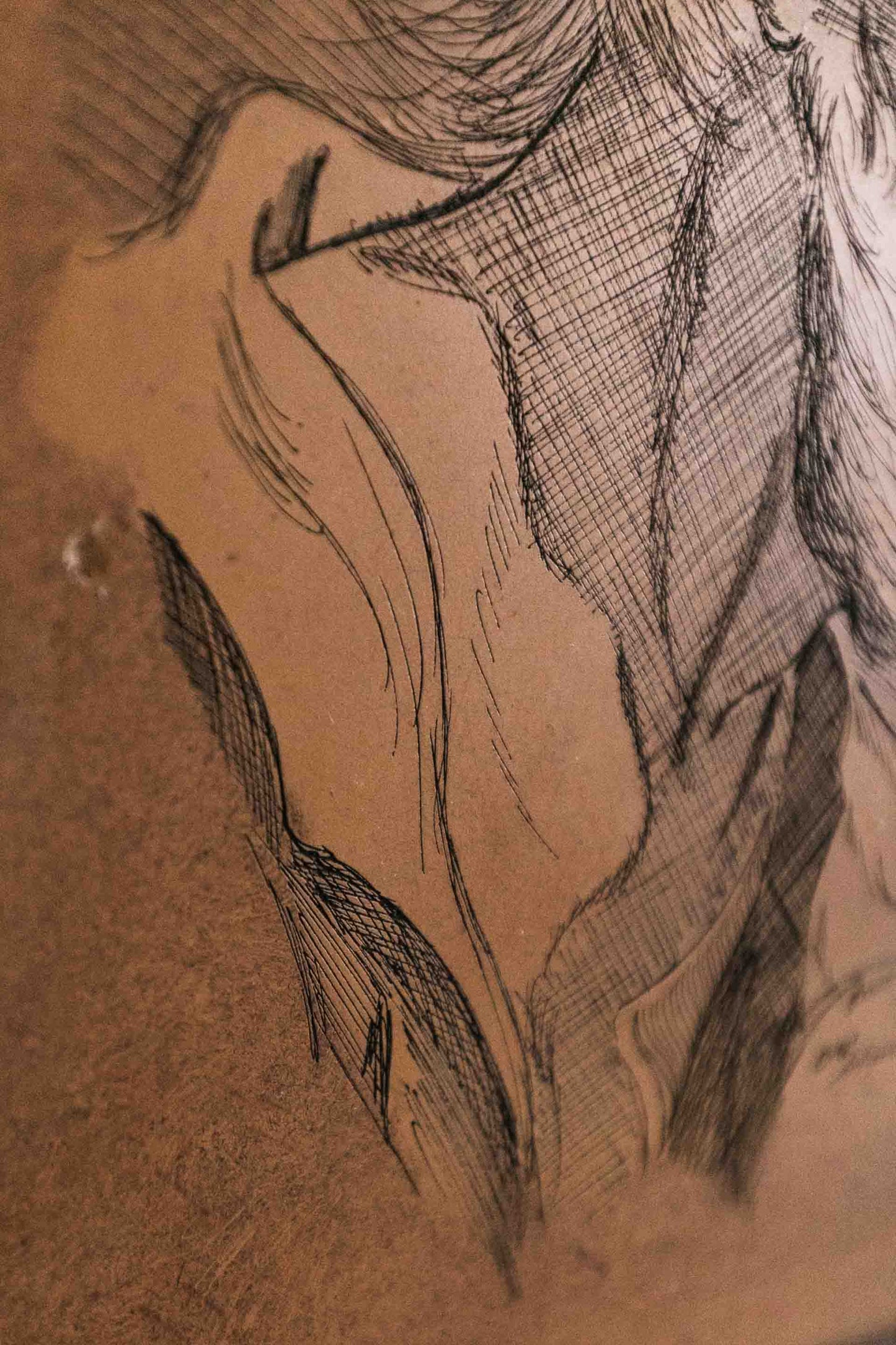 Etching of Bearded Man