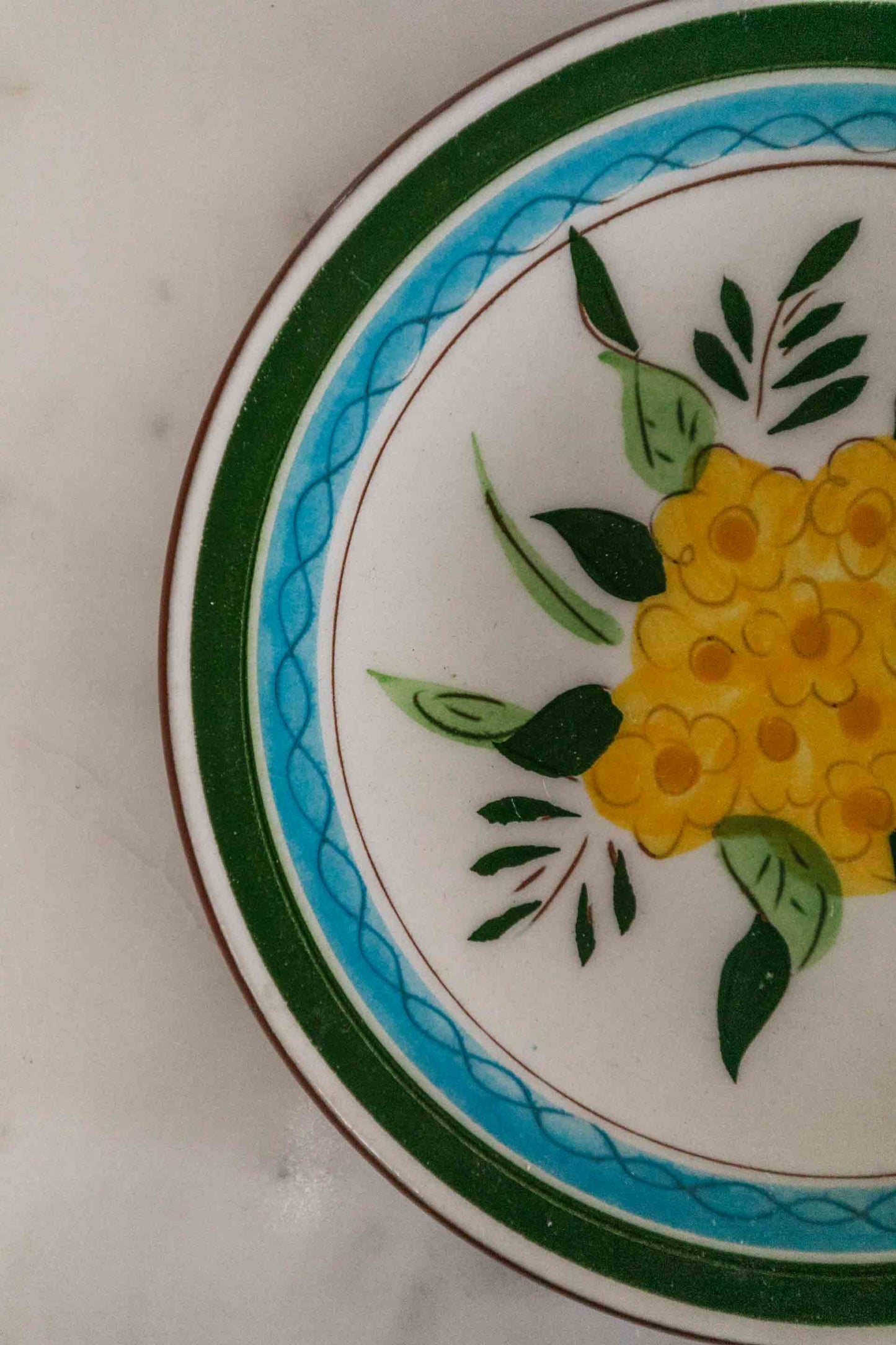 Yellow Flower Handpainted Saucer