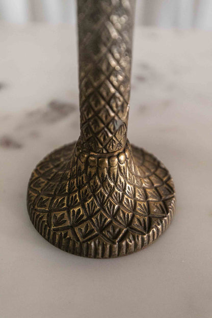 Palm Brass Candlesticks, Pair