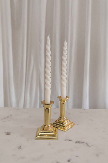 Brass Fluted Column Candlestick, Pair