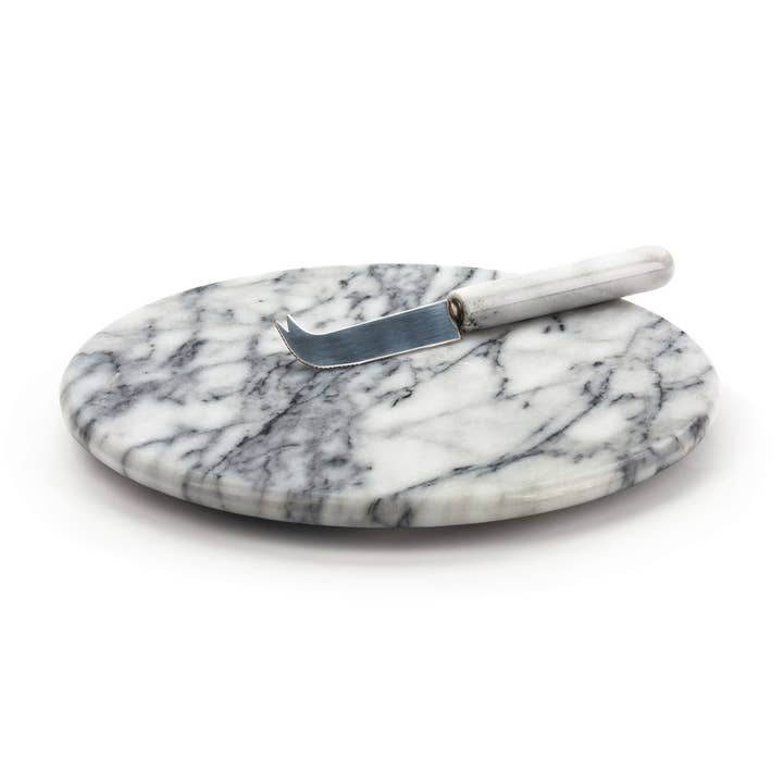 Marble Round Cheese Board and Knife