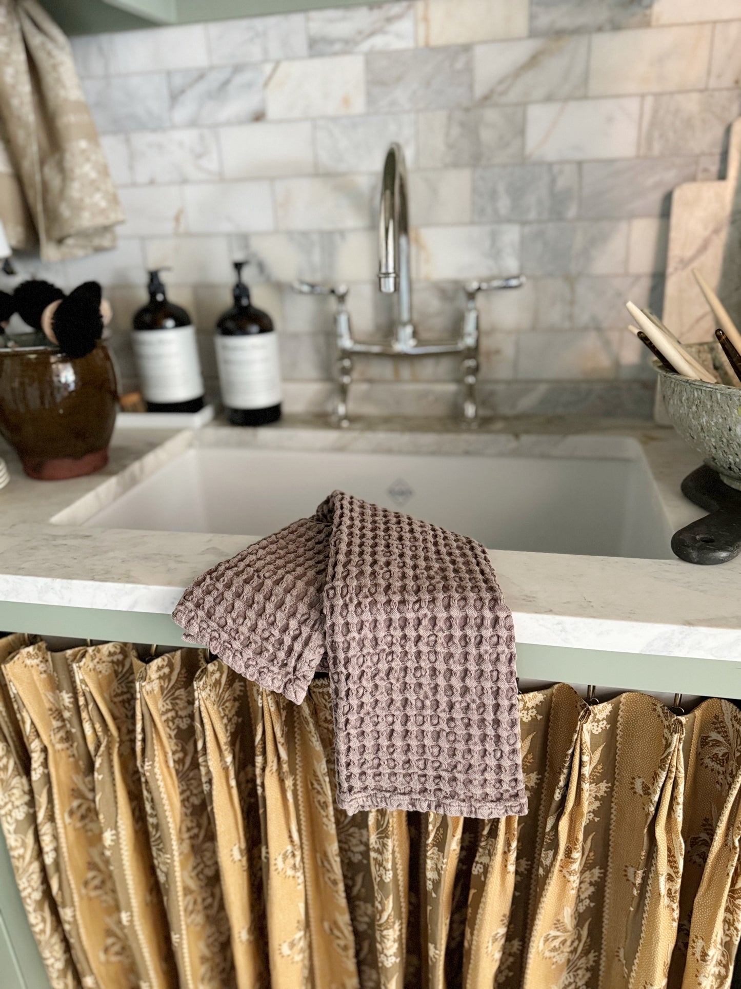 Waffle Weave Dish Towels, Aubergine