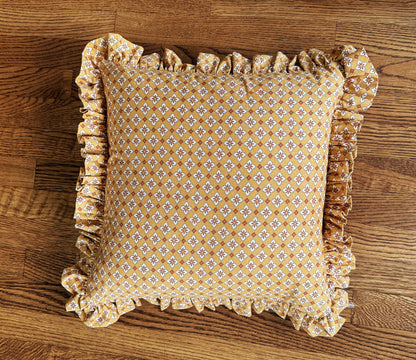 Golden Tiles Ruffle Pillow