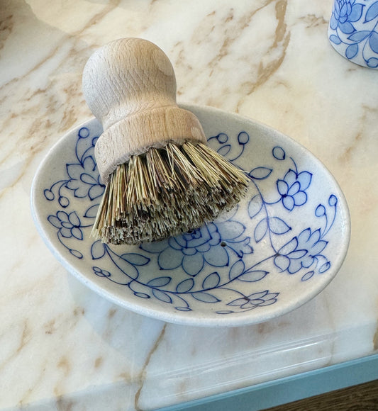 Hand Painted Soap Dish, Blue Floral