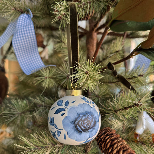 Handpainted Blue Floral Ornament