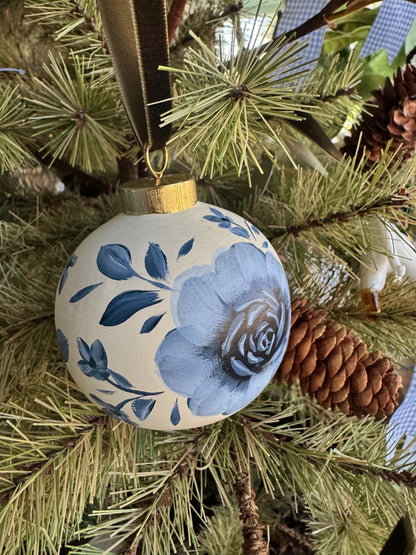 Handpainted Blue Floral Ornament