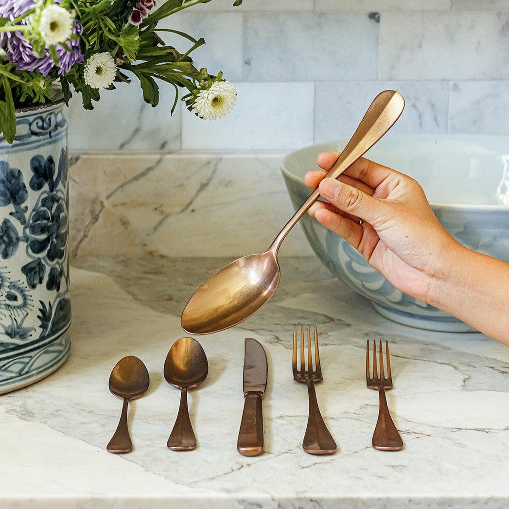 Baguette Copper 5-Piece Flatware + Serving Pieces (Sambonet)