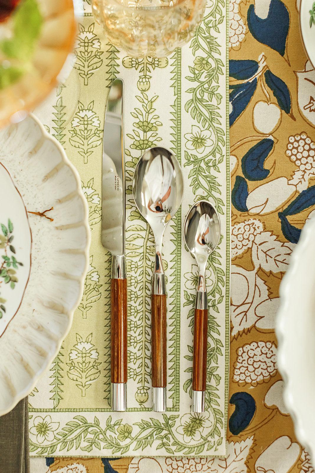 Conty Wood and Silver Flatware + Serving Pieces (Capdeco)