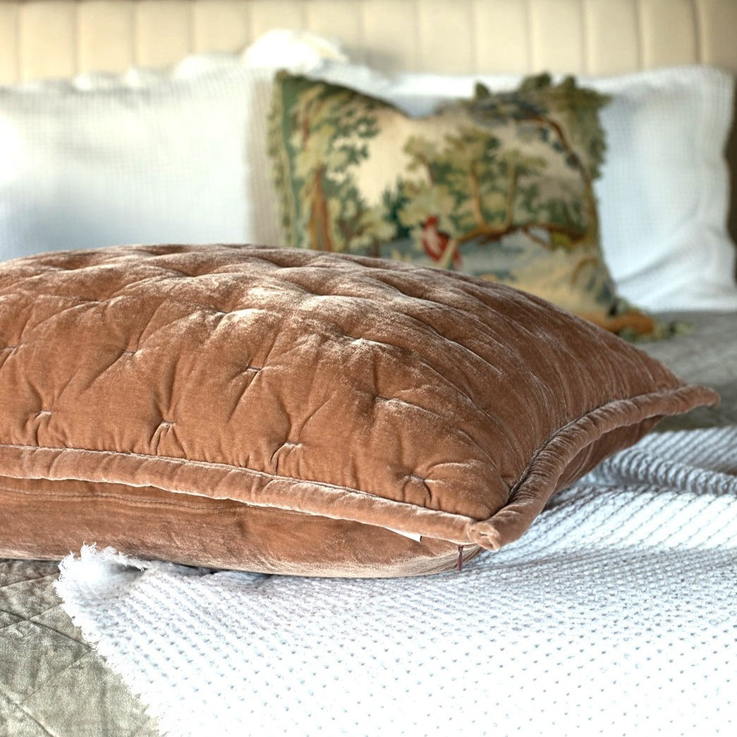 Quilted Faux Silk Bedding, Dusty Rose