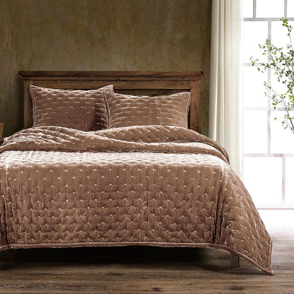 Quilted Faux Silk Bedding, Dusty Rose