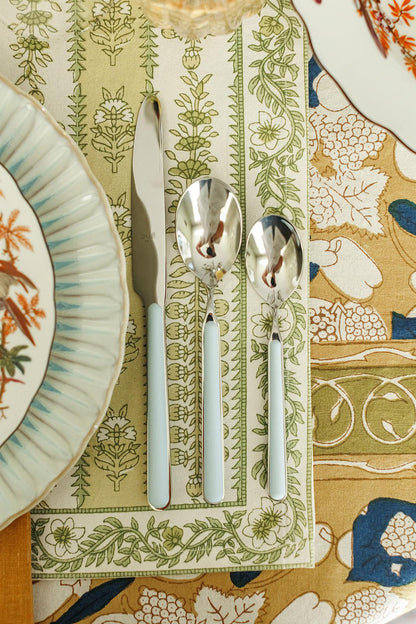 Fantasia Light Blue 5-Piece Flatware + Serving Pieces (Mepra)