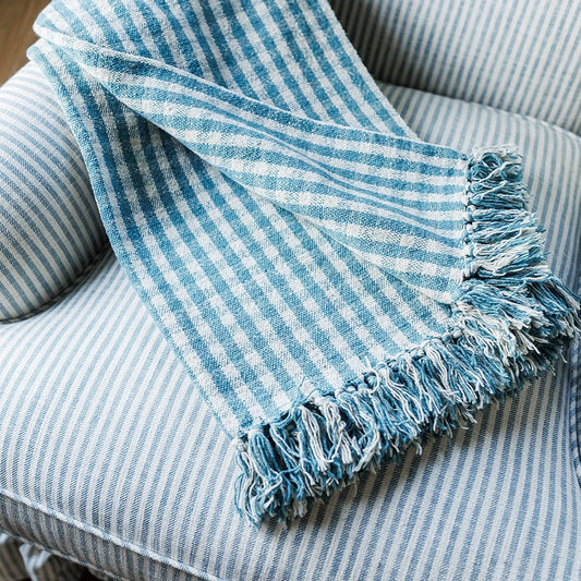 Gingham Woven Throw Blanket, Teal