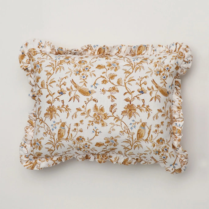 Yellow Bird Ruffled Pillow (Cover Only)