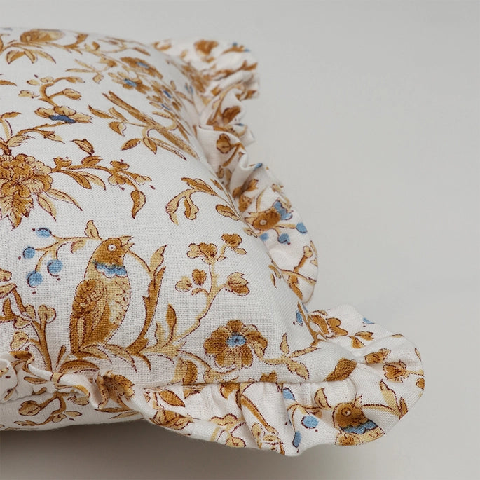 Yellow Bird Ruffled Pillow (Cover Only)